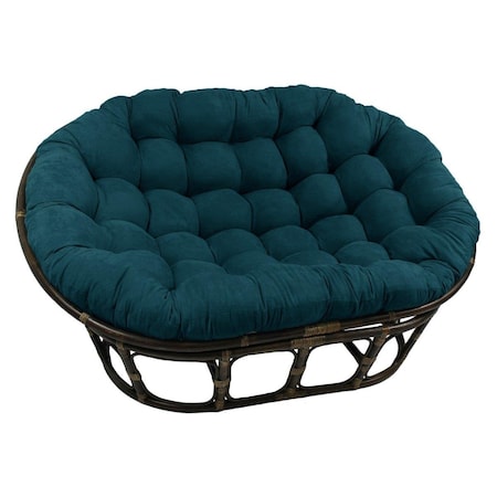 International Caravan Rattan Double Papasan Chair with Microsuede Cushion, Blue 3304-MS-TL